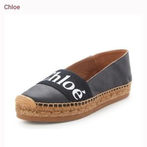 Chloe Woody Logo Convertible Espadrilles Flats size 7.5 /8 EU 38  LIKE NEW